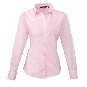 Premier Womens/Ladies Poplin Long-Sleeved Blouse / Pink